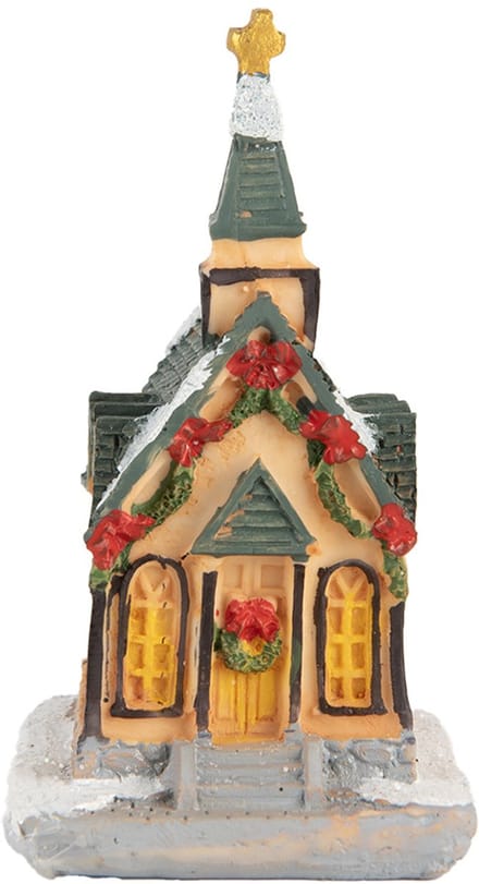 Clayre & Eef Decoratie Huis met LED 5x5x5 cm Oranje Kunststof