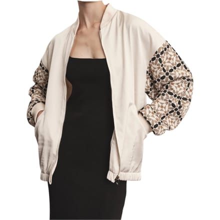 Bomber cream vrouw Akep met gebreide mouwen