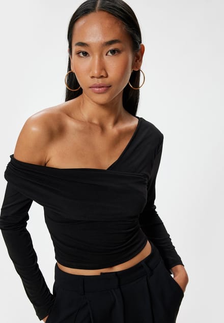 Lange mouw Open schouder Blouse