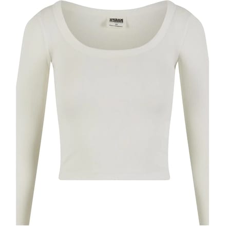 Urban Classics - Organic Rib Jersey Wide Neck Crop top - 3XL - Gebroken wit