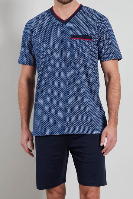 Gotzburg Shortama Manhattan blauw V-hals