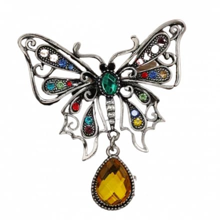 Broche-vlinder-kleurrijk-strass- Charme Bijoux