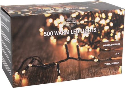 Svenska Living Kerstverlichting - transparant - 500 lampjes - warm wit - 1000 cm - timer-dimmer