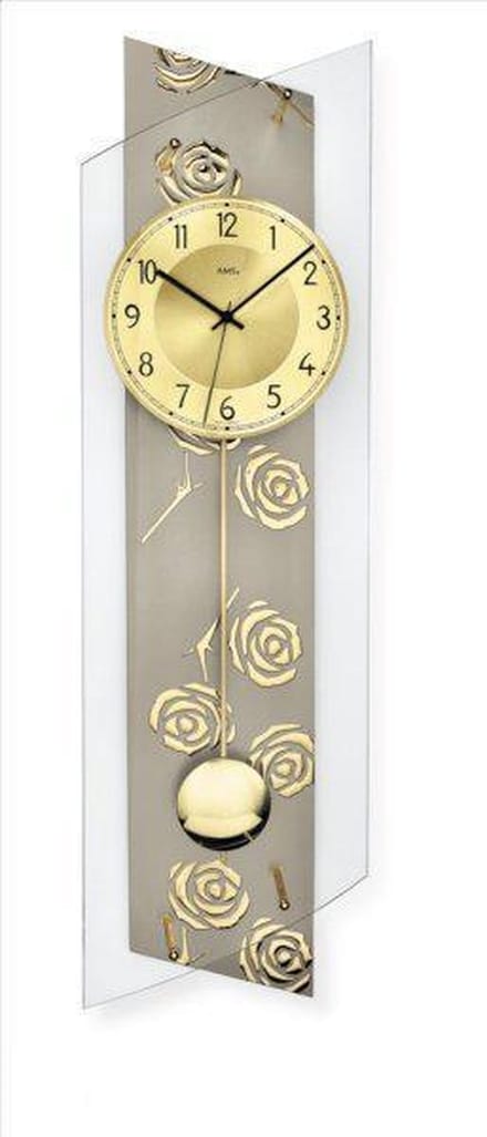 AMS 5223 - Klok - Aluminium/Glas - 24x84 cm - Crème