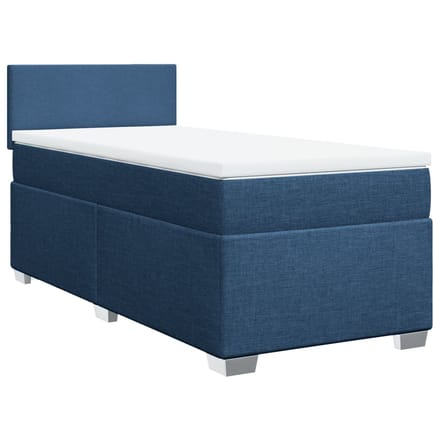 vidaXL - Boxspring - met - matras - stof - blauw - 80x200 - cm