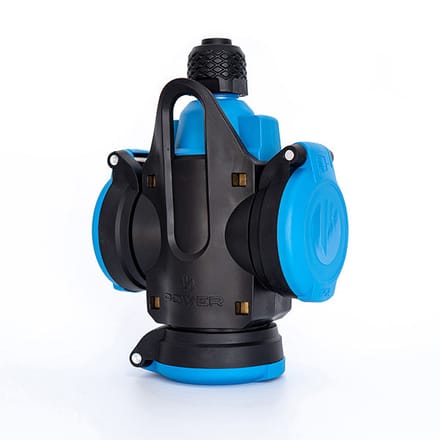 Power Solid 3-Wegs aardingsophanging IP54 Zwart/Blauw (Europese Stekkerdoos) - PWC163VB