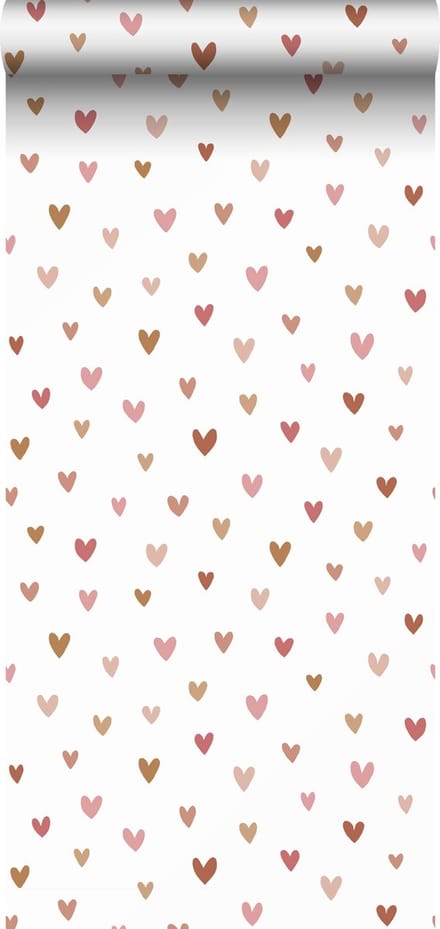ESTAhome behang hartjes terracotta en roze - 53 cm x 10.05 m - 139360