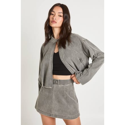 boohoo Dames Vintage Look Faux Suede Mini Rok | Grey | Maat: 10