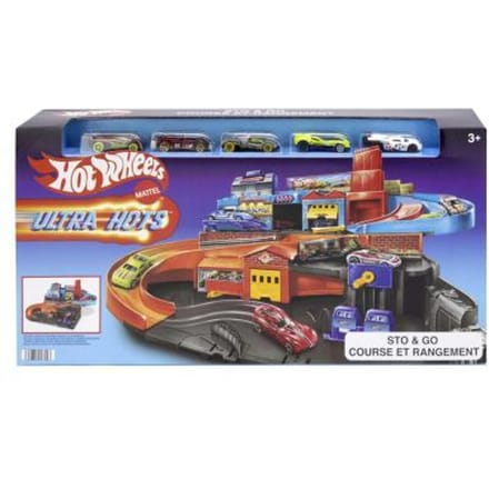 Hot Wheels Ultra Hots Sto & Go met 5 die-cast auto's Voertuigen Speelgoed voertuigen Diverse speelgoedvoertuigen