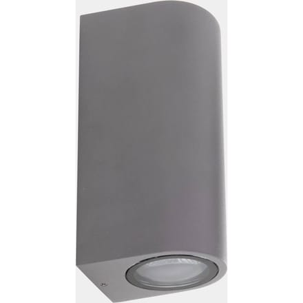 LEDS-C4 Eko dubbele buitenwandlamp, grijs, breedte 7 cm, aluminium