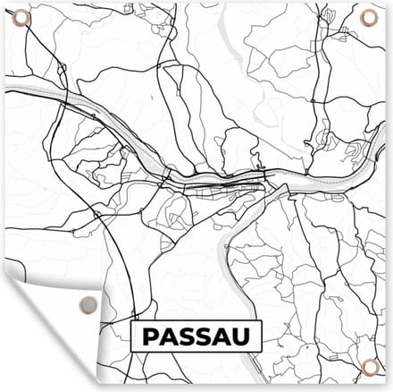 Tuindoek Kaart - Passau - Plattegrond - Stadskaart - 100x100 cm
