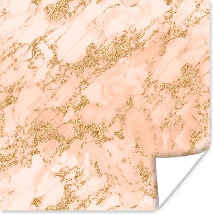 Poster Marmer - Rose goud - Goud - Glitter - 50x50 cm