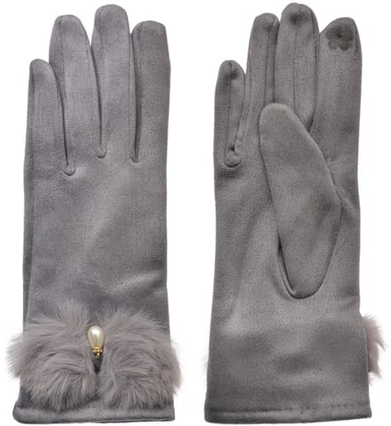 Clayre & Eef Handschoenen Winter 9x23 cm Grijs Polyester
