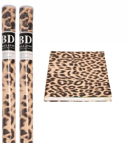Bellatio Decorations Leopard Kaftpapier 2x rollen - 200x70 cm per rol - Panterprint - Enkelzijdig bedrukt - Papier kwaliteit