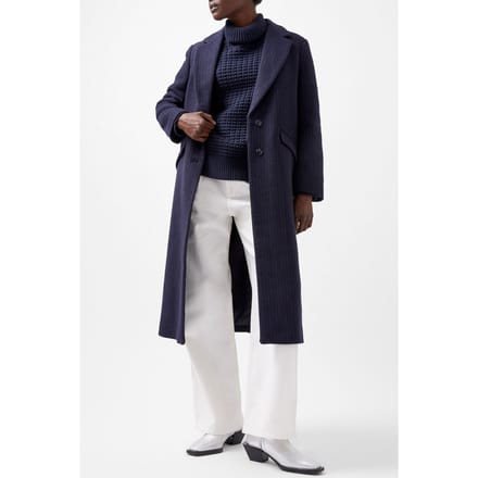 French Connection Arlana Pin Stripe Coat Navy And Grey Taglia: S | Cappotti monopetto Outlet | Donna | Blu