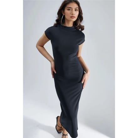 Slim Fit Crewneck Midi-jurk