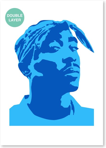QBIX Tupac Shakur Sjabloon 2 lagen A3 Formaat Kunststof - Hoogte Tupac 31 cm