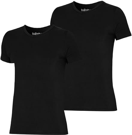 Apollo heren T-shirt  Bamboe V-hals 2-pack - Zwart  - M
