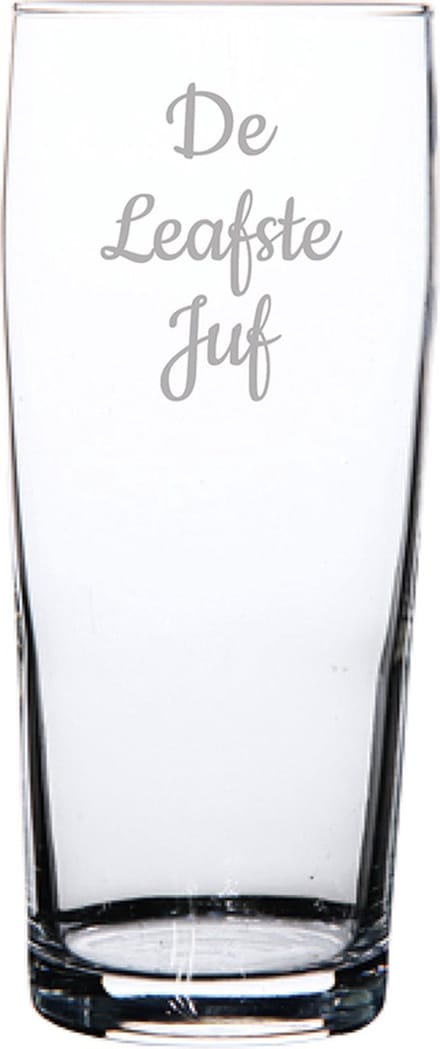 Gegraveerde bierfluitje 19cl De Leafste Juf