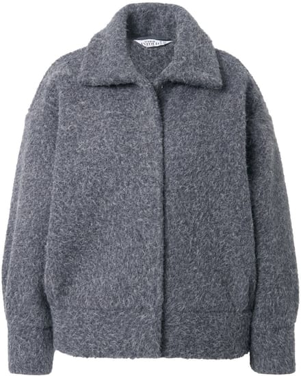 Studio Untold - Dames - Shacket oversized wollook - Grijs melange - Maat 46+