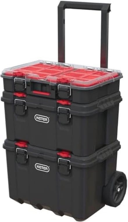 Set van 3 Stapelbare Gereedschapsboxen met Wielen
