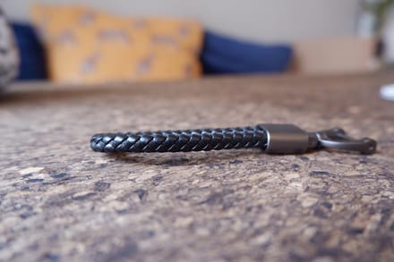 Jumada's geweven Leren Sleutelhanger voor Auto - Zwarte luxe autosleutelhanger