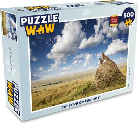 Puzzel Cheeta's - Stenen - Gras - Legpuzzel - Puzzel 500 stukjes
