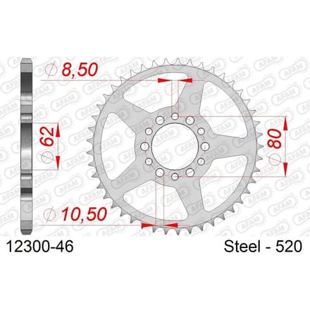 Stalen tandwiel Afam 520 46 dents