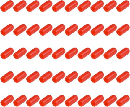 Set van 200 Rubber End Caps - Ronde Beschermers voor Buitengebruik, Schroeven en Draad (5mm, ID Rood)