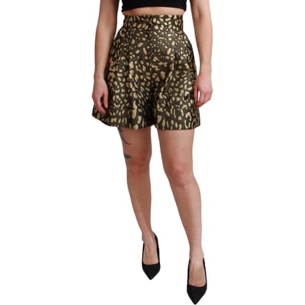 Dolce & Gabbana Zwartgouden Mini Katoenen Short met Hoge Taille