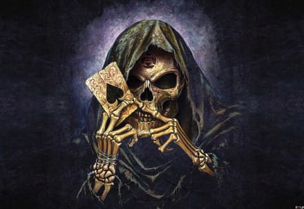 Fotobehang Skull Death Ace Alchemy | DEUR - 211cm x 90cm | 130g/m2 Vlies
