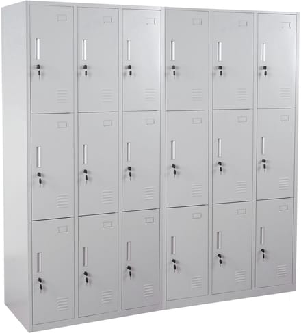 Locker Boston T829, lockerkast kluisje, metaal 18 vakken ~ grijs