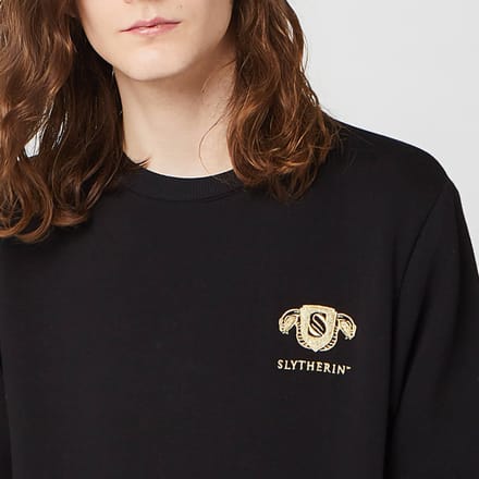 Harry Potter Slytherin Unisex Embroidered Sweatshirt - Black - L