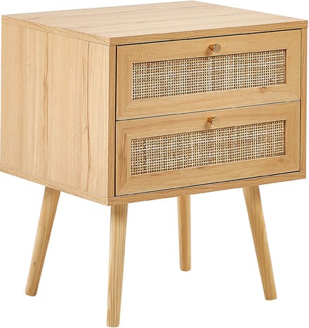 PEROTE - Nachtkastje - Lichte houtkleur - Rotan