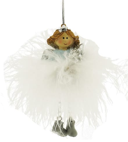 Home Society - Ornament Margo Wit Blauw/Zilver - Kerstengeltjes - 3 stuks