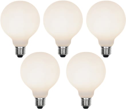 LUEDD Set van 5 E27 3-staps dimbare LED lamp G95 mat 5W 550 lm 3000K