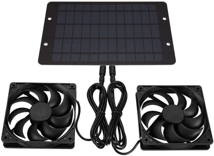 10W Zonneventilator Set, Dubbele Ventilator, Geschikt voor Zolder, Kas, Kippenhok, Huisdierhok & Auto