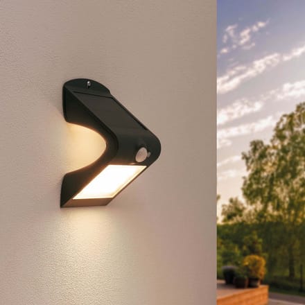 Ledvion - Solar LED Wandlamp - 1.5W - 3000K - IP65 - Zwart - 220L