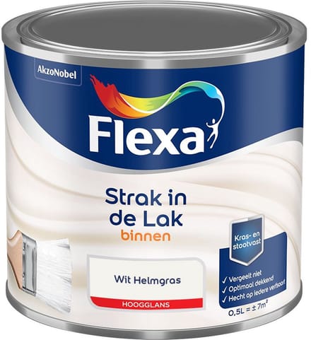 Flexa - Strak In De Lak Binnenlak Hoogglans - Wit Helmgras - Mengverf - 500 Ml