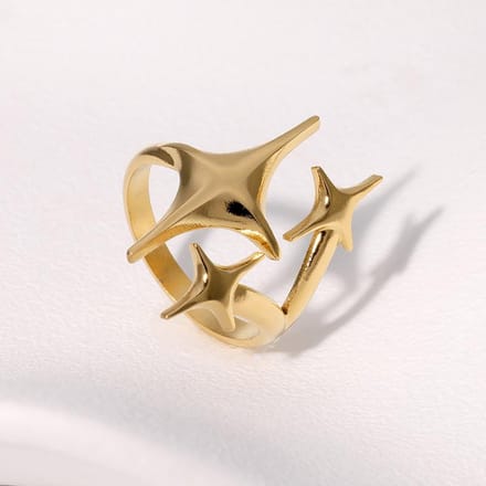 Niche Ontwerp Ster Roestvrij Staal Ring Ins Simpel Koude Wind Persoonlijkheid Verguld Wijsvinger Ring