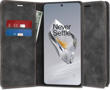 Hoesje geschikt voor OnePlus 12 - Techsuit Confy Book Wallet Case - Zwart