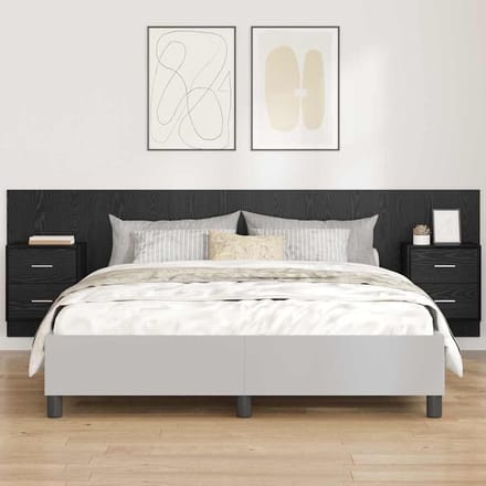 vidaXL - Hoofdeinde - Met - Kast - 3 - st - Zwart - Eiken - Bewerkt - hout