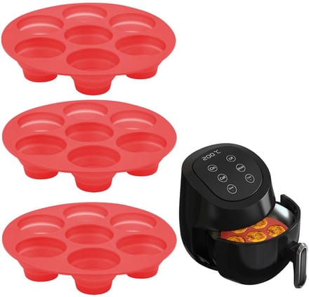 Muffinvorm luchtfriteuse, vormen voor luchtfriteuse, voor siliconen muffins voor cupcakes, brownies pudding (rood)