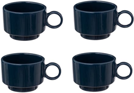 Set van 4 Retro Koffiekopjes 10 cl - Blauw - Stoneware - Praktisch en Stijlvol