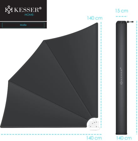 KESSER® opvouwbaar balkonscherm met muurbeugel | 140x140cm