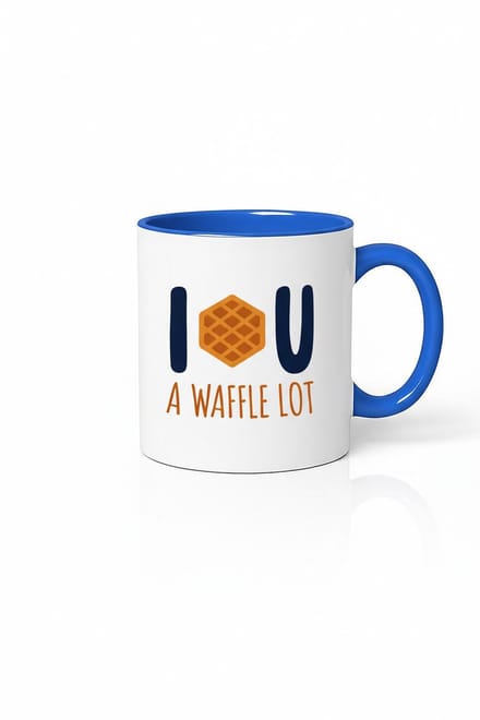 Mok met Wafel Print 'I  U A Waffle Lot' - Grappig Liefdevol Cadeau