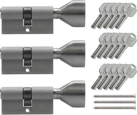 Knopcilinder 70 mm 35/35 gelijksluitend inclusief 15 sleutels