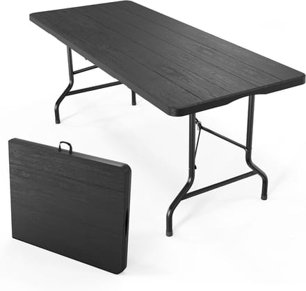 Klaptafel - Draagbare tafel - Buitenactiviteiten - Automatisch vergrendelend - 6 voet - Zwart