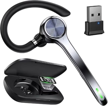 Bluetooth Headset Enkel Oor Draadloos – USB-Dongle, Ruisonderdrukkende Microfoon, Headset voor Computer & Laptop
