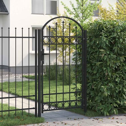 vidaXL - Hekpoort - ASSEN - met - gebogen - bovenzijde - staal - 102x175 - cm - zwart